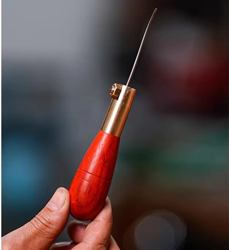 

Sandalwood Sewing Awl W/ Solid Brass Ferrule - Hand Stitching Tool For Shoemaking Sole Repair And Leather Craft DIY Tools