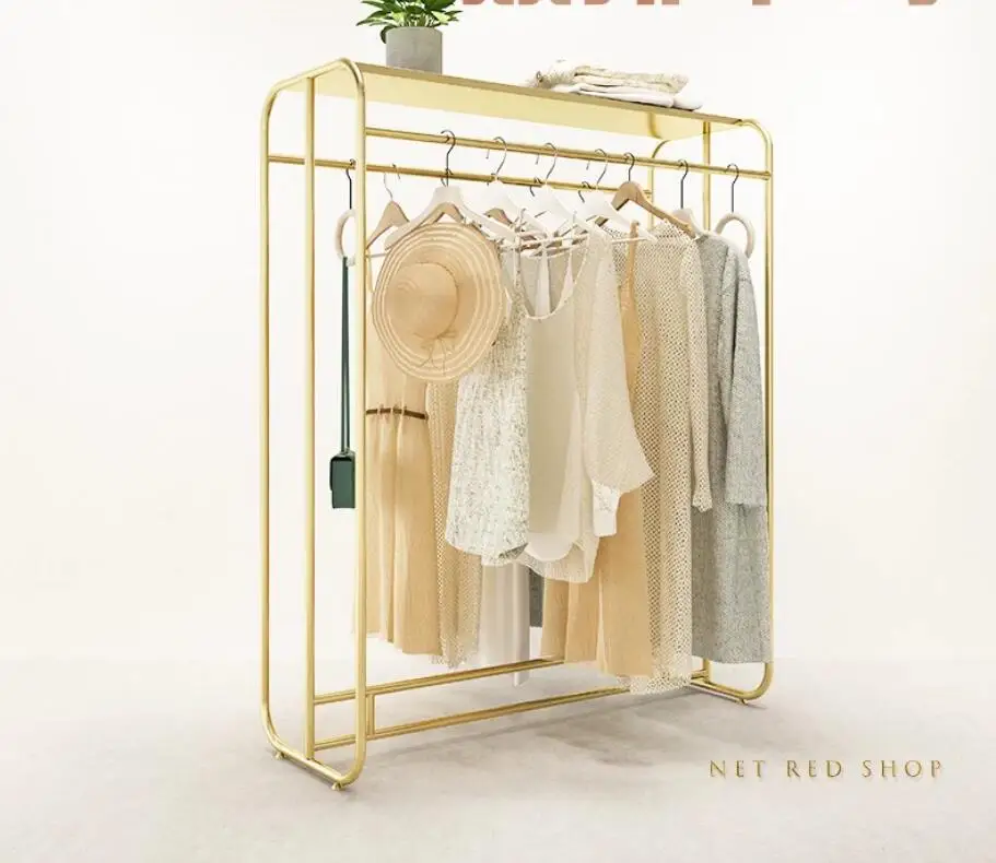 Clothing store double row island display shelf, light luxury women's clothing store, middle display shelf