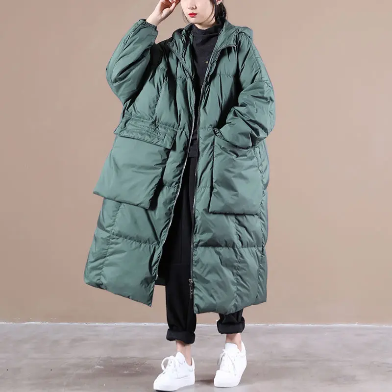 

Women Parkas 2024 Winter Long Down Cotton Padded jacket Loose Casual Hooded Think Warm Overcoat Ladies Fashion outerwear R486