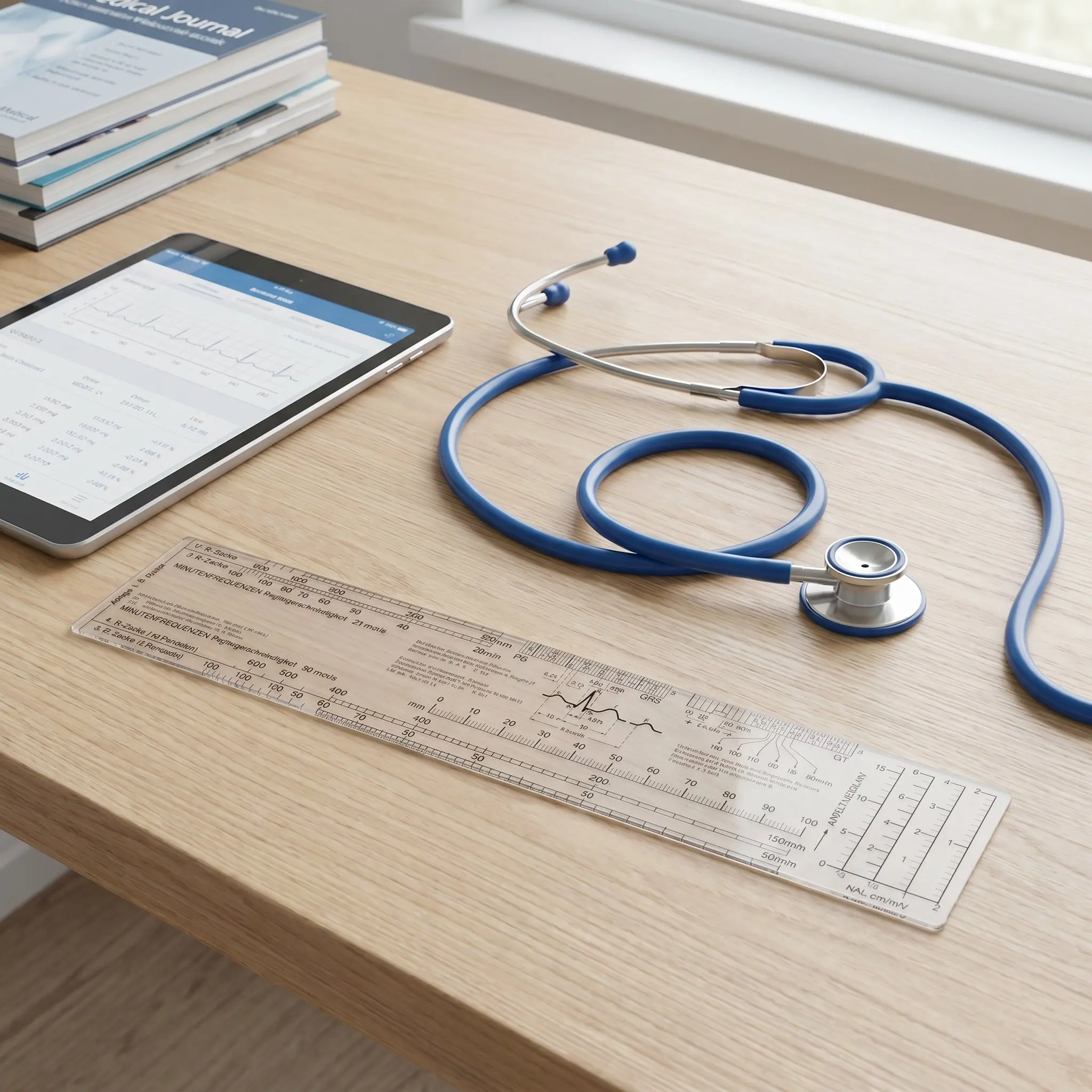 Transparent Ecg Measurement Ruler Portable Ekg Caliper Pocketcard for Heart Rates Interval Amplitude Electrocardiogram Reference