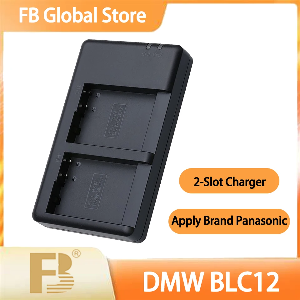 FB DMW-BLC12 Dual Slot Lightweight Portable USB Charging Smart Digital Charger for Panasonic DMC-FZH1 GX8 DMC-GH2