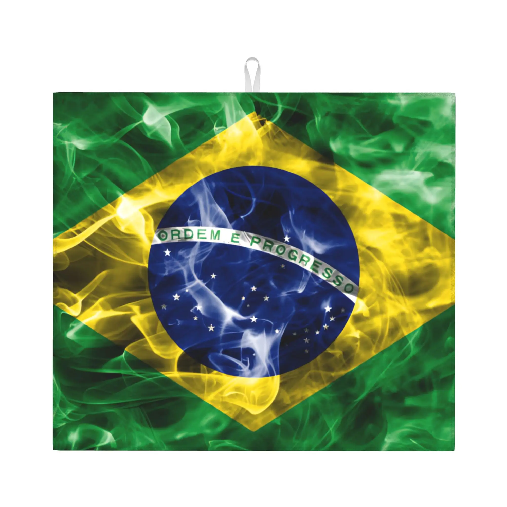 Brazil Flag Brazilian Flag Drying Mat For Kitchen Waterproof Non‑Slip Oil Proof Reusable  Bathroom Countertop Protector Mat