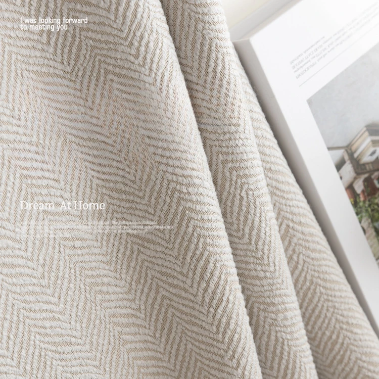 Solid Color Herringbone Pattern Chenille Blackout Curtains Modern Simple Luxury Living Room Bedroom Hall Thicken Fabric Custom