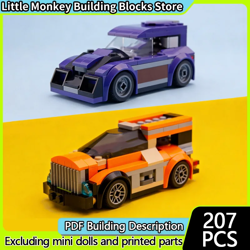 

Speed Racing Car Model MOC Building Bricks Purple & Orange Small Sports Car Modular Technology Children Holiday Gifts Toys Suit