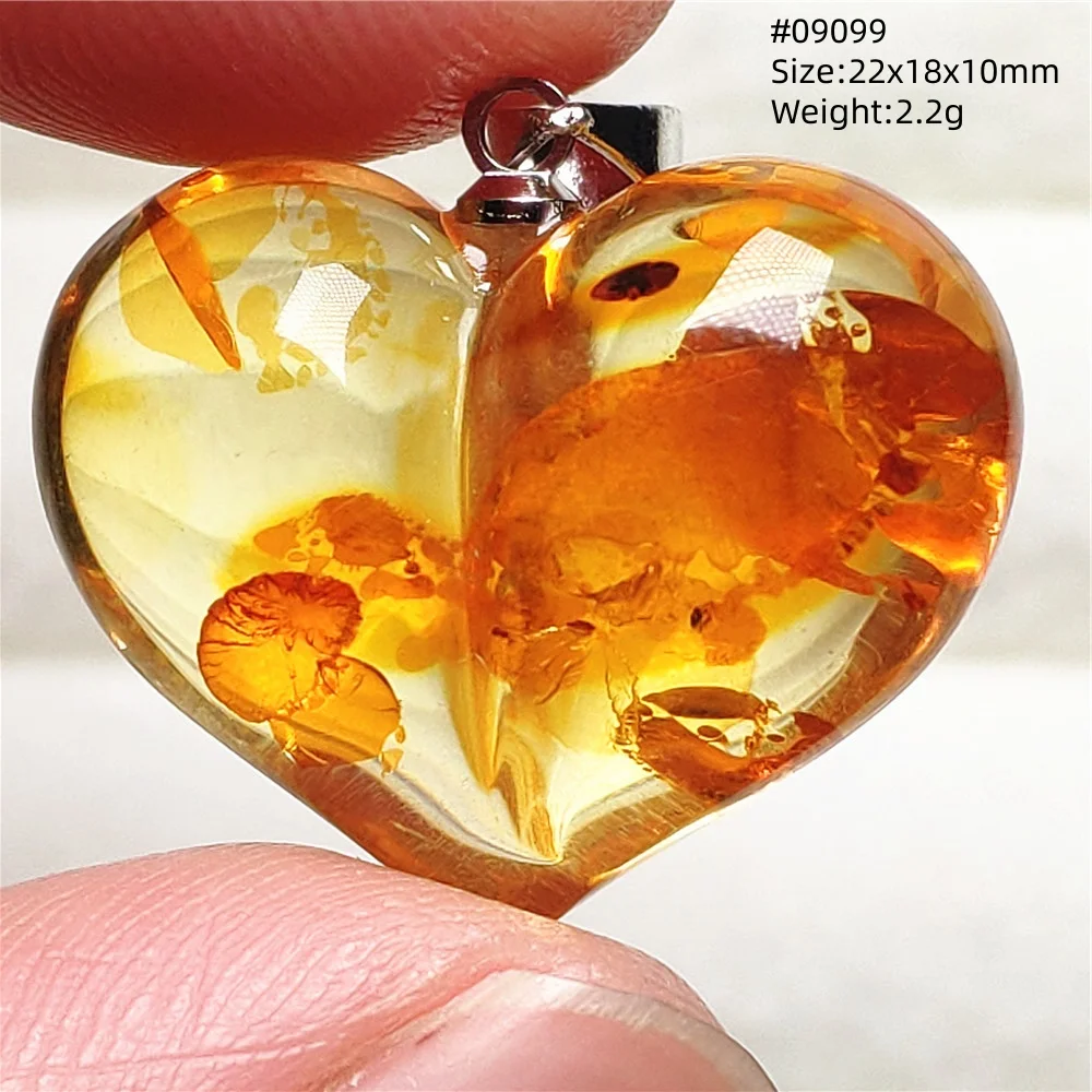 Natural Yellow Piebald Amber Pendant Jewelry Love Women Leaf Flower Amber Heart Gemstone Pendant Necklace Jewelry AAAAAA