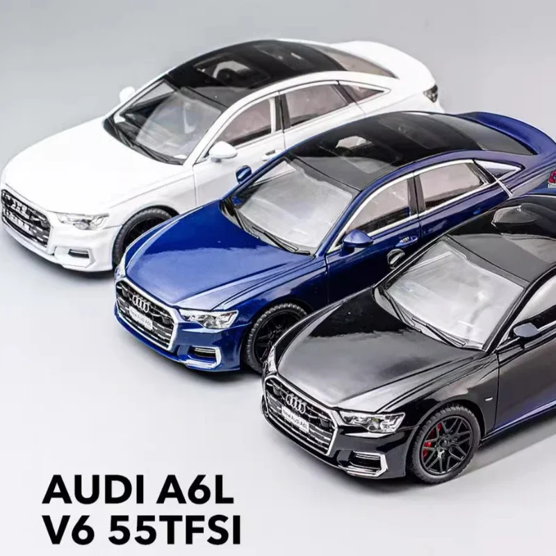 Audi A6L Alloy Car Model Simualtion 1/24 Scale With Sound Light Collection Miniature Voiture Home Decor Toy Vehicle Boy Gift