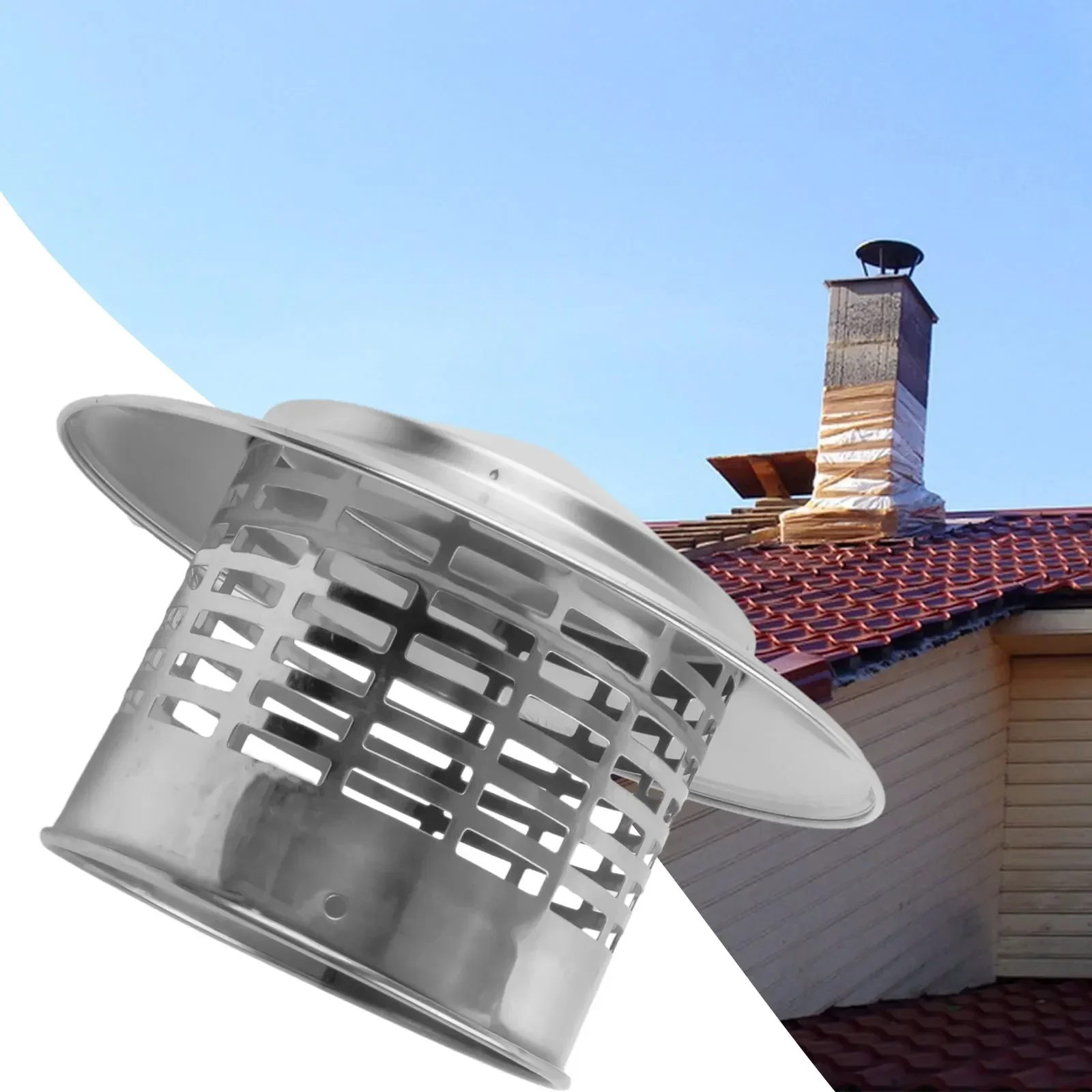 75mm/110mm/160mm/200mm Stainles Steel Chimney Cap Exterior Wall Fresh Air Outlet Roof Pipe Exhaust Hood Ultralight Rain Cap