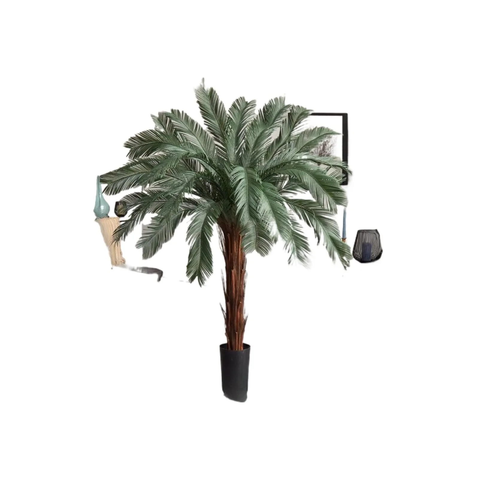 6’ Cycas Palm Artificial Tree with Natural Trunk UV Indoor/Outdoor Home Decor United States