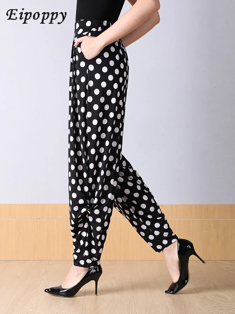 Elastische Taille lockeres Abnehmen und passende vertikale Streifen dünne Hose mit weitem Bein Harems hose Bloomers für Frauen Sommer