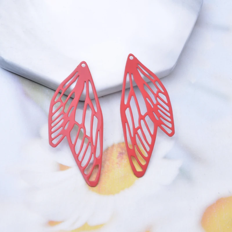 30 Stück AB7533 50*21mm Bunte Engelsflügel Goldfarbene Anhänger für DIY-Schmuckherstellung – Detail 6