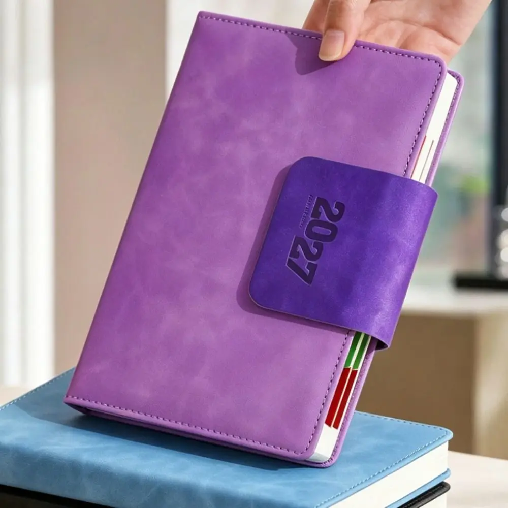Portable A5 2027 Agenda Book To Do List Planner Reminder Daily Planner Book Textured PU Calendar Book Students