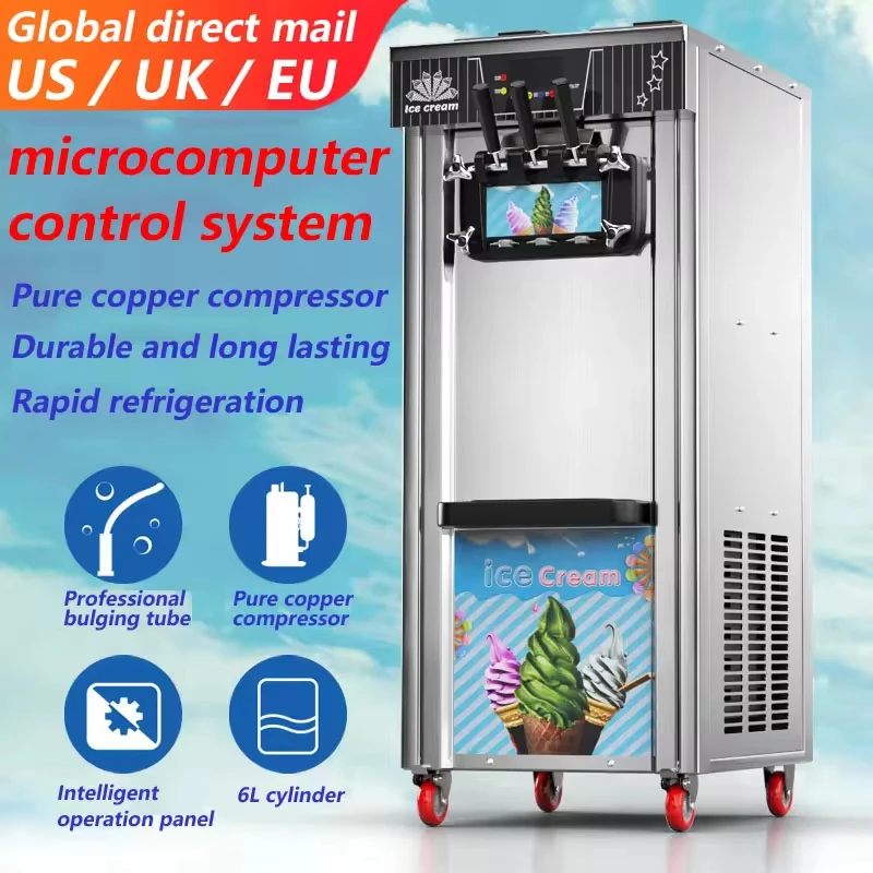 Commercial Triple Color Soft Ice Cream Maker Vending Machine Multifunctional With CE Certification
