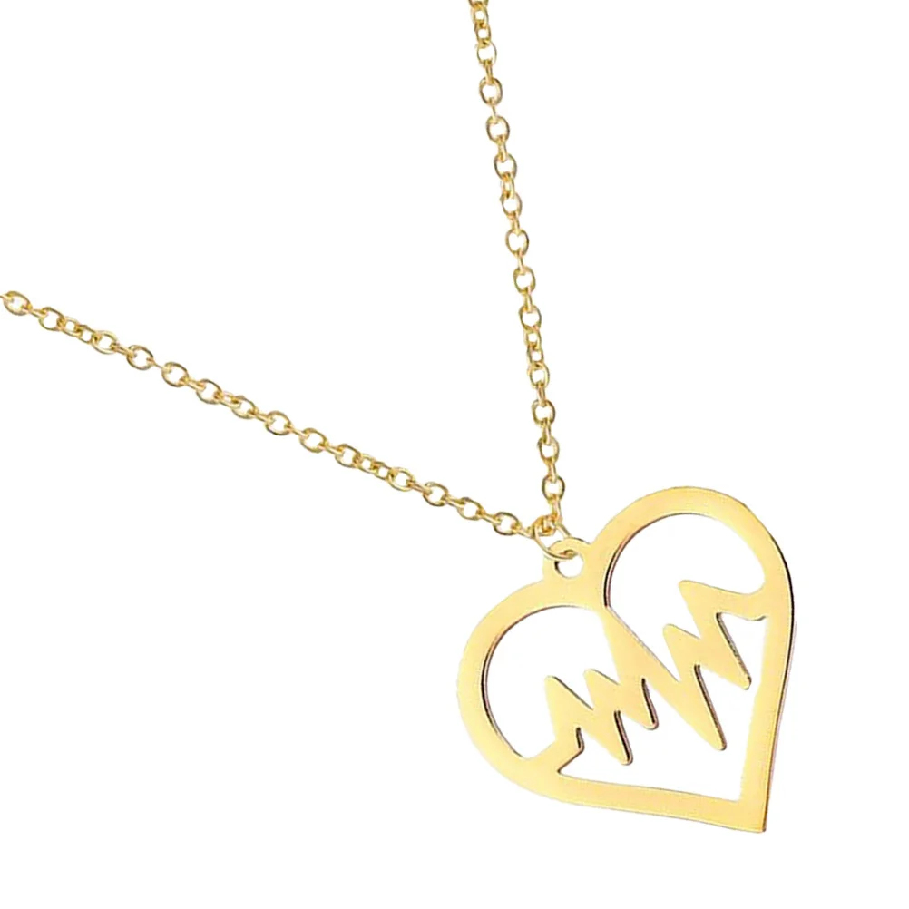 

1pc Heart Shaped Pendant Necklace Golden For Party Birthday Engagement Gift Clavicle Chain Sweater Accessory Confession