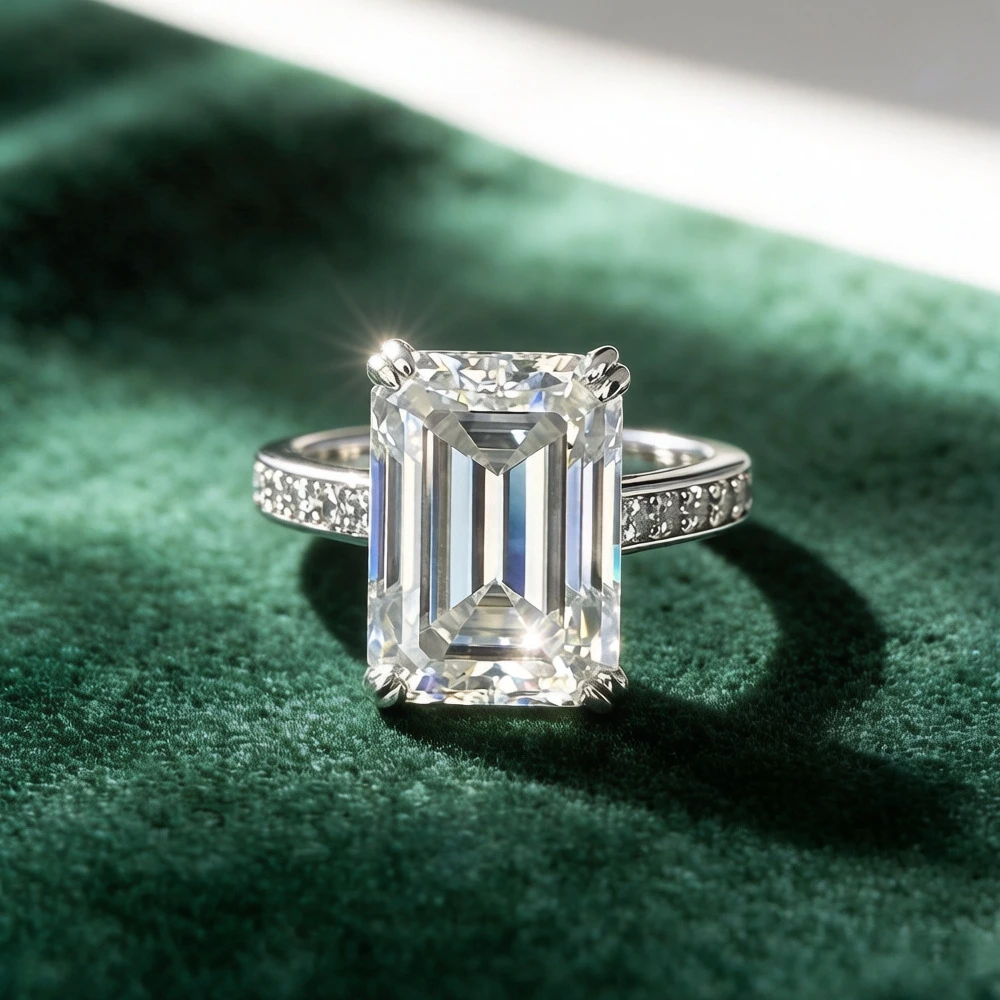 D Color VVS1 10 CT Moissanite Ring S925 Sterling Silver Wedding Rings for Woman Proposal Party Jewelry Gift
