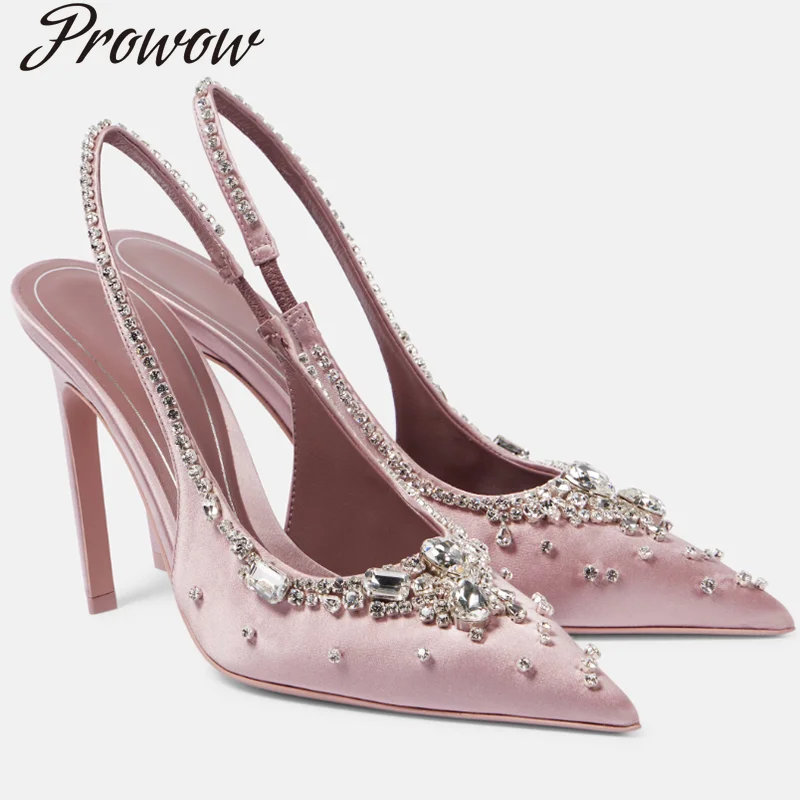 

Женские свадебные босоножки на тонком каблуке с острым носком и стразами, Zapatos Mujer