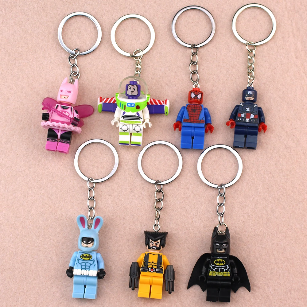 Cartoon Anime Marvel Spider-Man Batman Superman Iron Man Wolverine Captain America Pendant Key Ring Backpack Pendant Toy Gifts