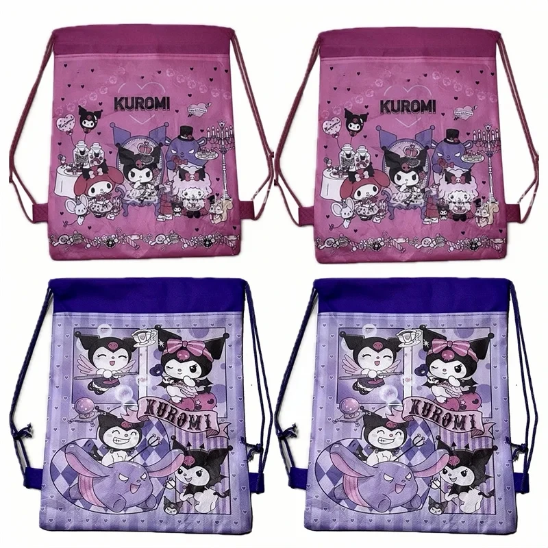 New Sanrio Kuromi Non-woven Fabric Drawstring Bag Snack bag Backpack Kids Favor Student School Bags Party Supplies Birthday Gift