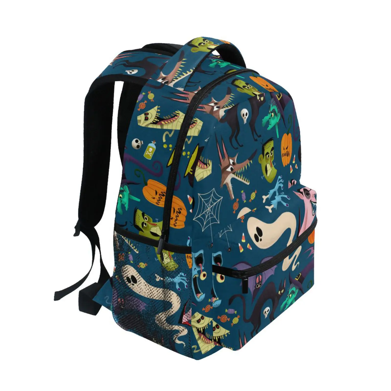 Mochila escolar con estampado de calabaza de Halloween para niños, bolsa para ordenador portátil para regreso a la escuela, novedad de 2024