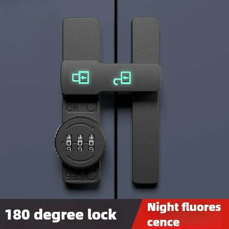 

Дверной замок с паролем 90 ° /180 ° Тумблерная защелка из цинкового сплава, раздвижной винный шкаф, шкаф, прямоугольный замок, не требуется перфорации