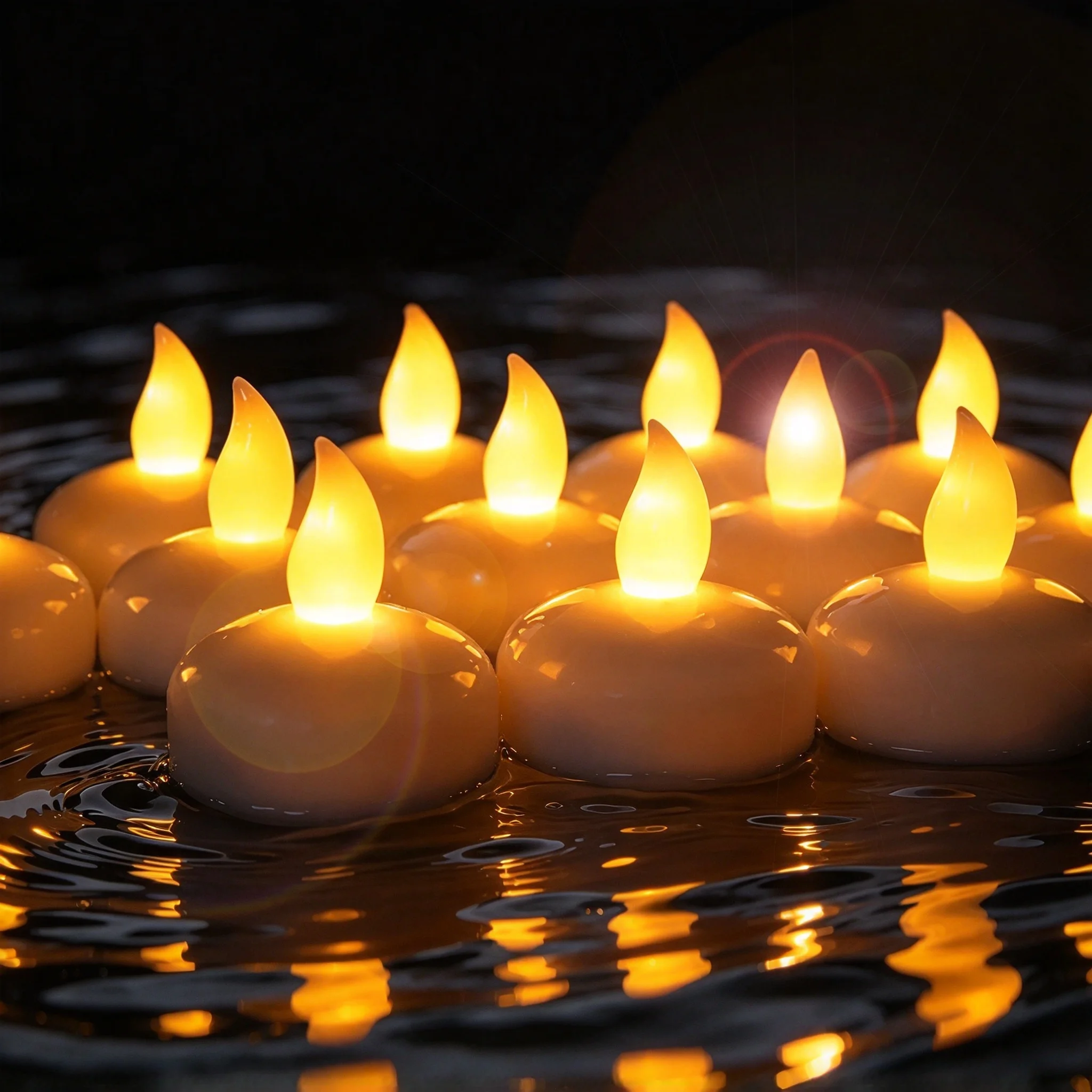Flameless LED Floating Candles Waterproof Tealights Battery Operated Water Activated Flickering Candle for Weddings Pool Party