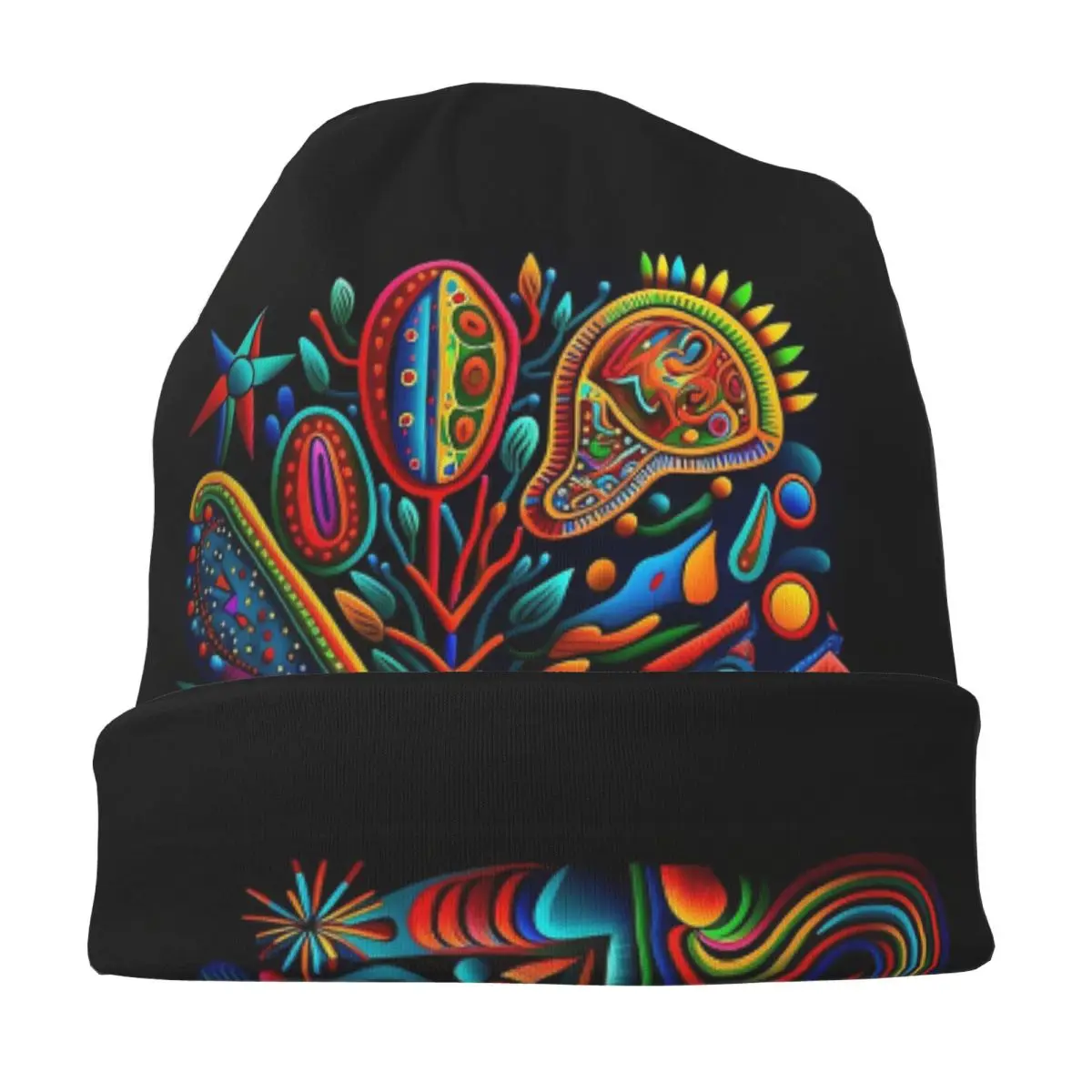 Huichol المكسيكي الغزل اللوحة نمط رمي وسادة Skullies قبعة حريمي الخريف الشتاء في الهواء الطلق قبعة محبوك بونيه قبعات الكبار