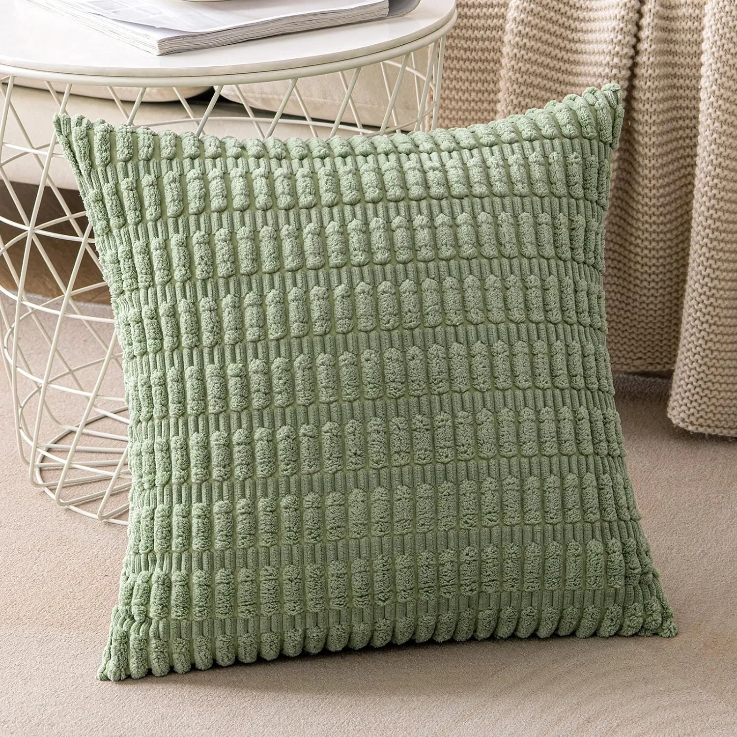 Green Cushion Cover Corduroy Solid Color Pillowcase Decorative Pillows for Sofa LivingRoom 45x45cm Throw Pillow Cover Home Decor