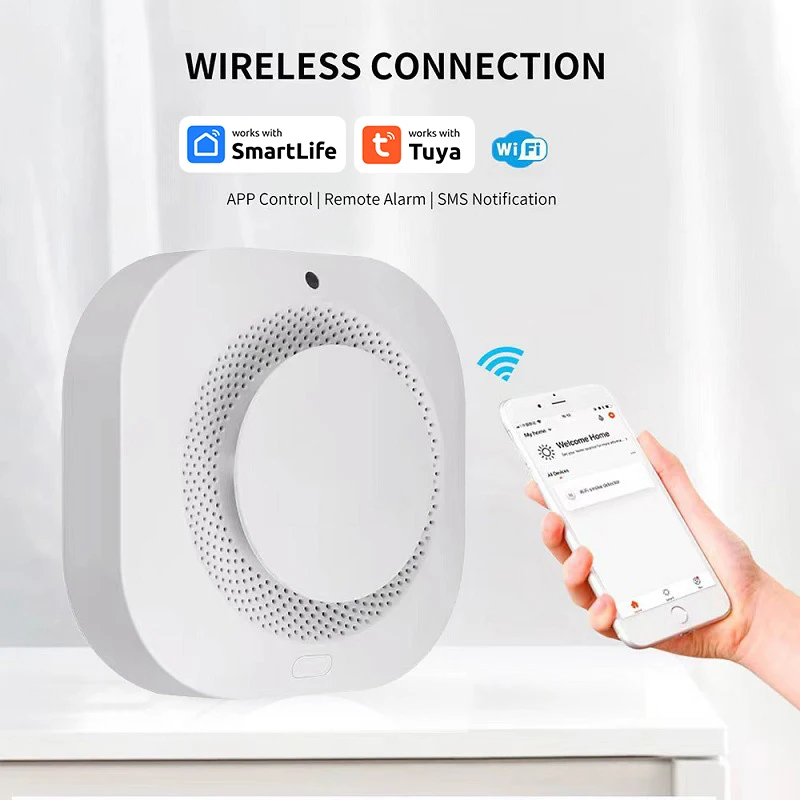 Tuya Wifi Rauchmelder Brandschutz Raucher Detektor Home Security System Alarm Räucherei Kombination Feueralarm Smart Life