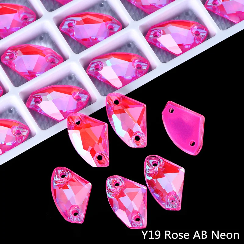 OLeeya Galactic Axe Hochwertige Neon K9 Glas-Kristall-Nähsteine, flache Rückseite, abgeschrägte Kanten, zum Aufnähen, für Kleidung, Taschen – Detail 10