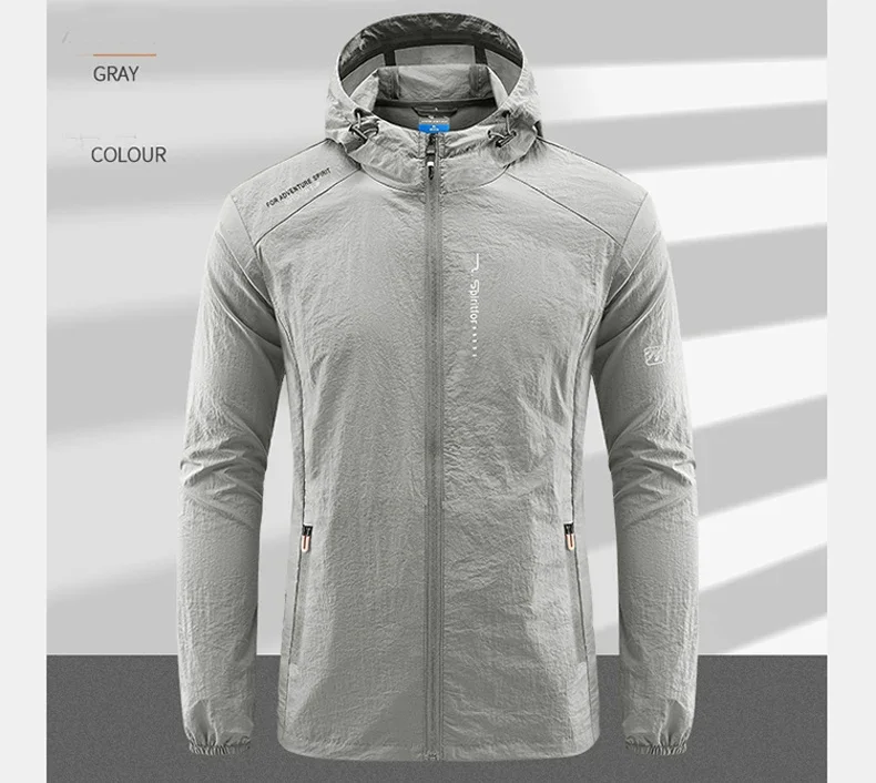 UPF50+ Summer Outdoor Quick Dry Sun-Protective Thin Jacket Men Hiking Fishing Cycling Hooded Gym Sport Ultra Light Windbreaker 163 Scf2e2dcc9e38495bbc1f78f2222ecc891