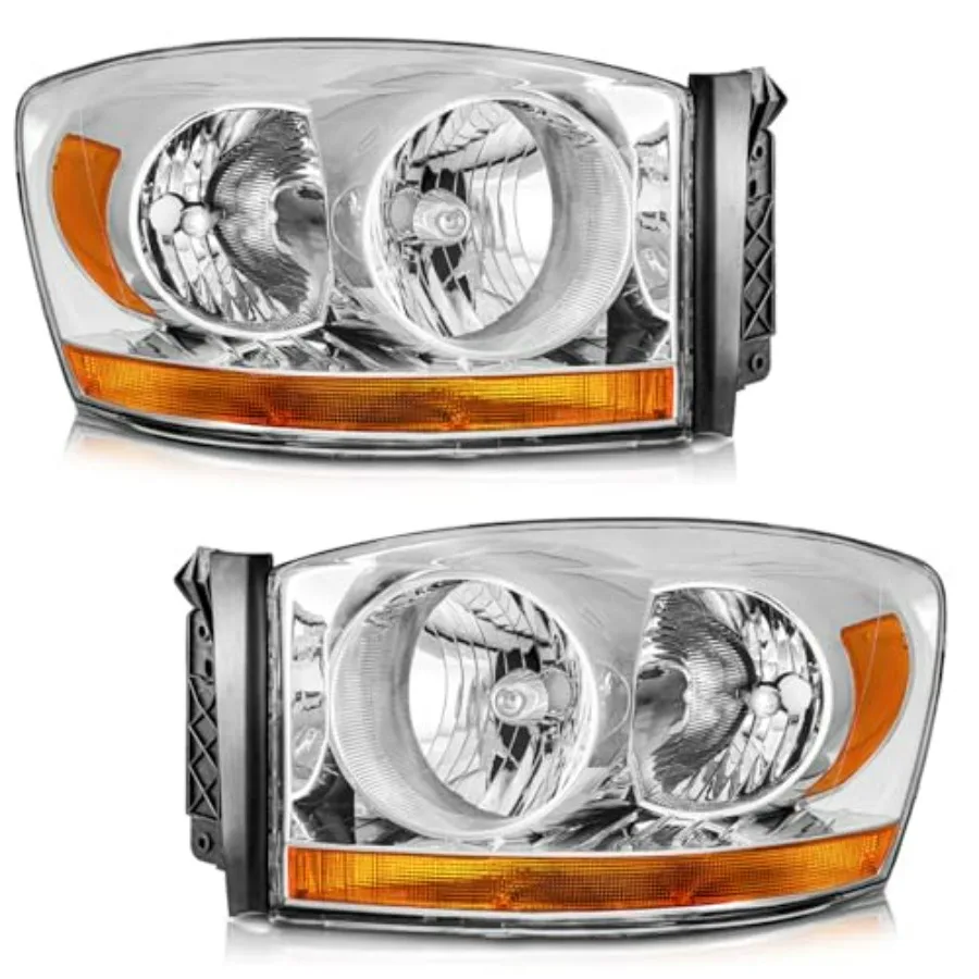 

Headlights with Bottom Amber Light Models for 2006-2008 Dodge Ram 1500/2500/3500 ONLY Chrome Finish Automotive Headlight Assemb