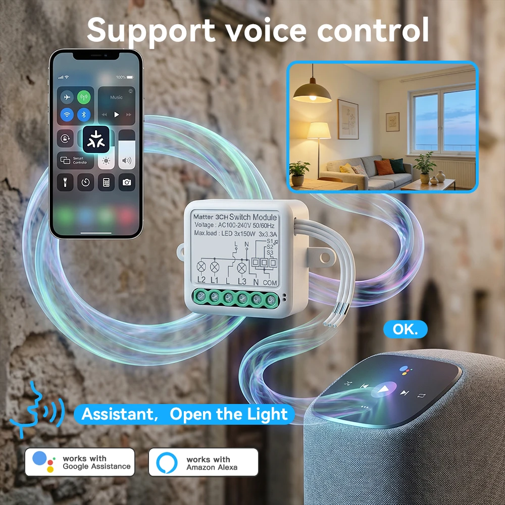 Matter Smart Switch Breaker Module Circuit Breaker WiFi Smart Home Automation Collaborates with Homekit Alexa Google Smart Tings