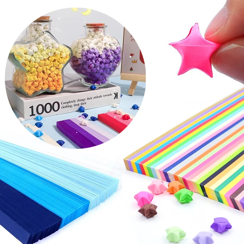 

540 листов/набор, разноцветная бумага со звездой оригами, двухсторонняя подсветка, радужный градиент цвета, счастливая звезда, бумажное ремесло, ручное искусство ZYF