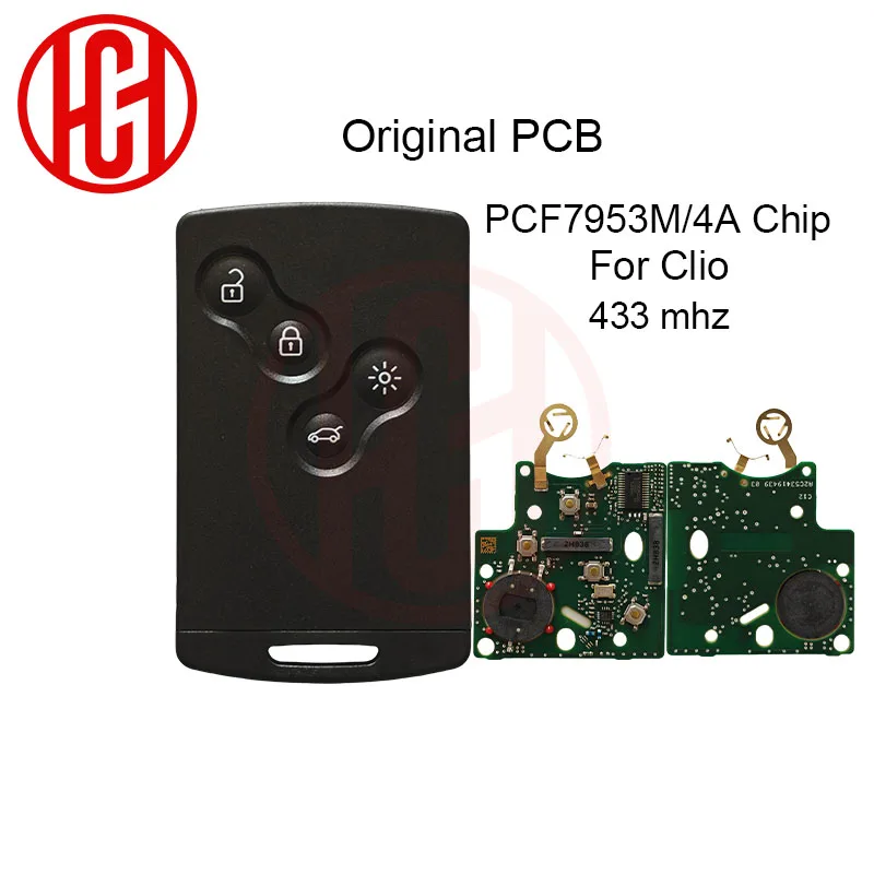 Original PCB Remote Start Buttons For Renault Clio IV Captur Kadjar 2009 - 2017 PCF7953M 4A Chip 433 MHZ Keyless Smart Car Key