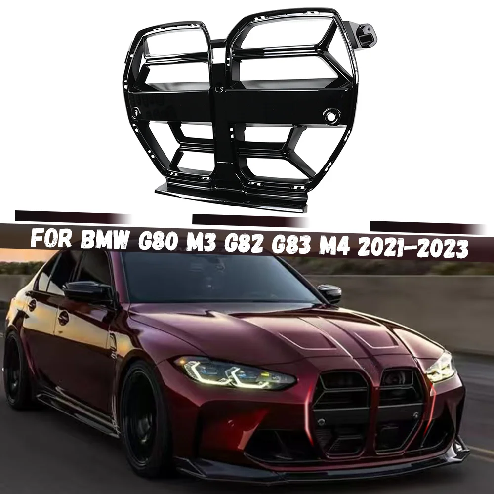 

Front Bumper Grille Grill Mesh CSL Style For BMW G80 M3 G82 G83 M4 2021 2022 2023 Gloss Black Racing Grill
