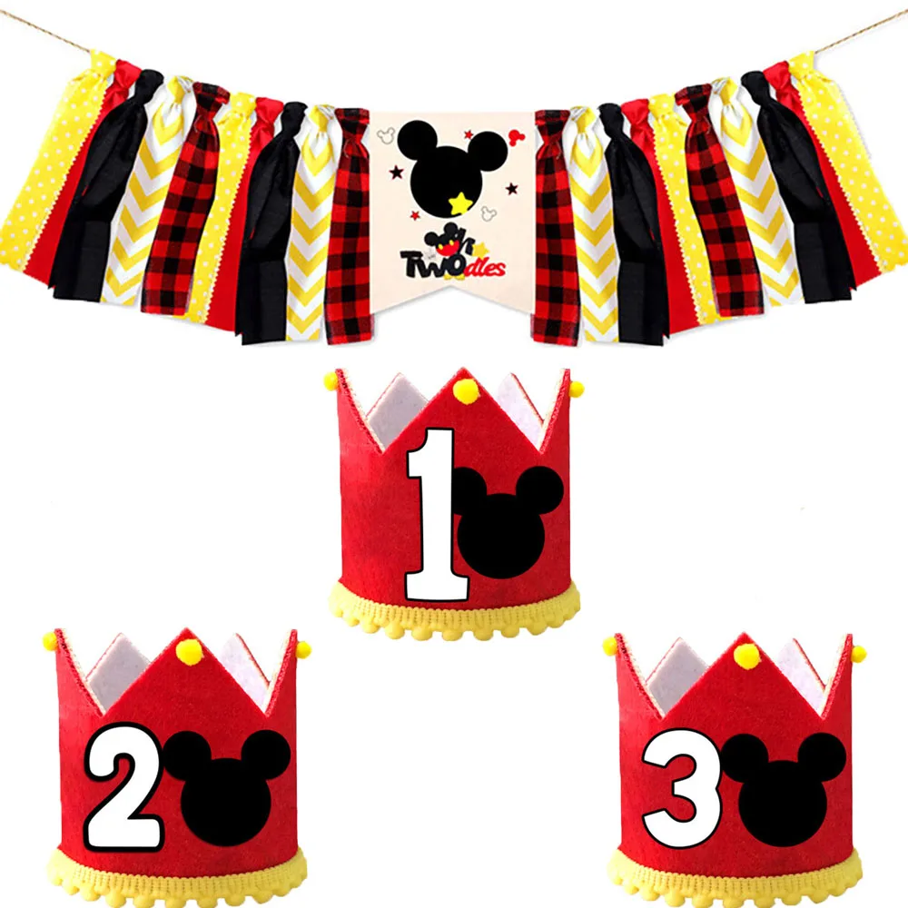 Disney Mickey Mouse 1st happy birthday party banner decoration for baby shower kid favor holiday party set theme decoration