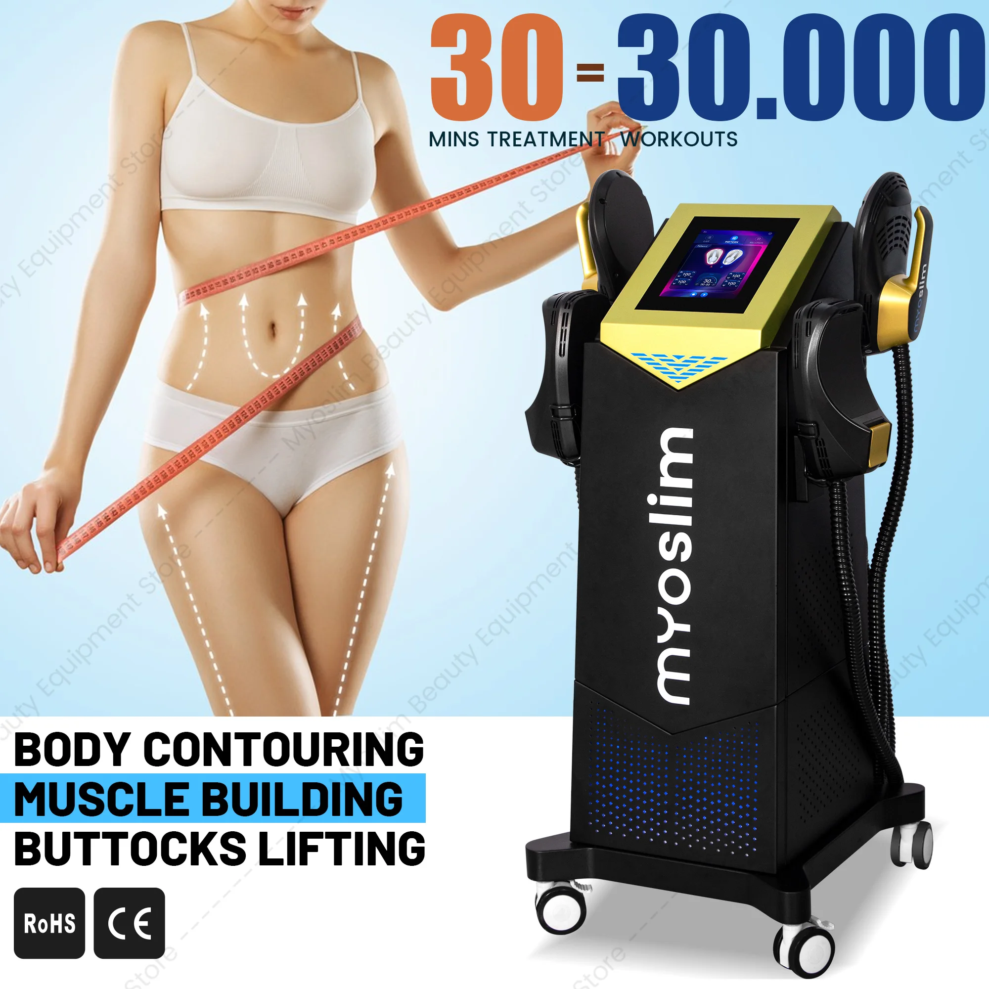 MYOslim 6500W EMS Body Sculpting Machine 200HZ Muscle Stimulation for Muscle Development Fat Burning And Weight Loss
