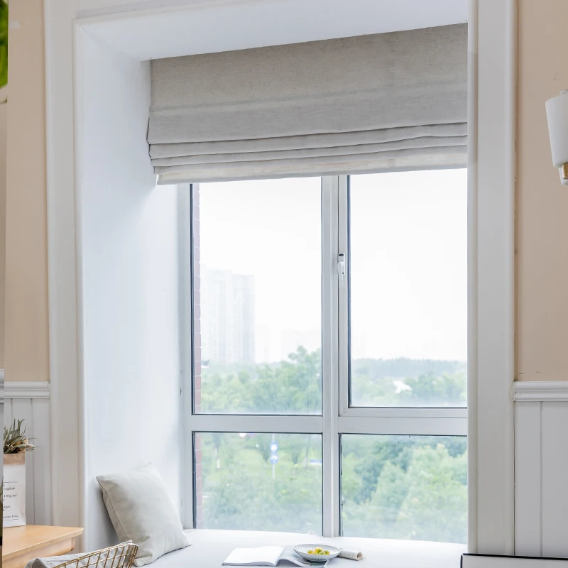 Linen Roman Blinds Sheer Roman Shades with Hardware Included Custom Window Curtains For Living Room Kitchen Short Blinds