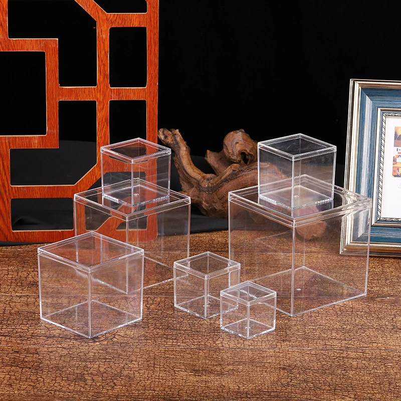 1Pcs Square Jewelry Storage Box Clear Acryl Cube Portable Jewelry Storage Earrings Necklace Ring Jewelry Display