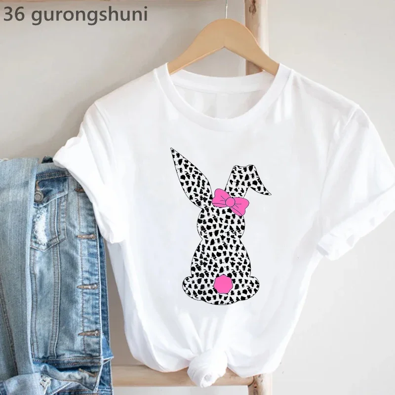 2024 Cute Rabbit Chubby Butt Animal Printed Tshirt Women Funny Tshirt Femme Summer Tops Harajuku Shirt Female T-Shirt