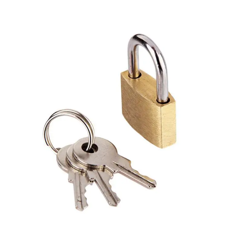 Mini Solid Brass Padlock With 3 Keys Security Lock For Luggage Backpack Gym Locker Suitcase Drawer Cabinet