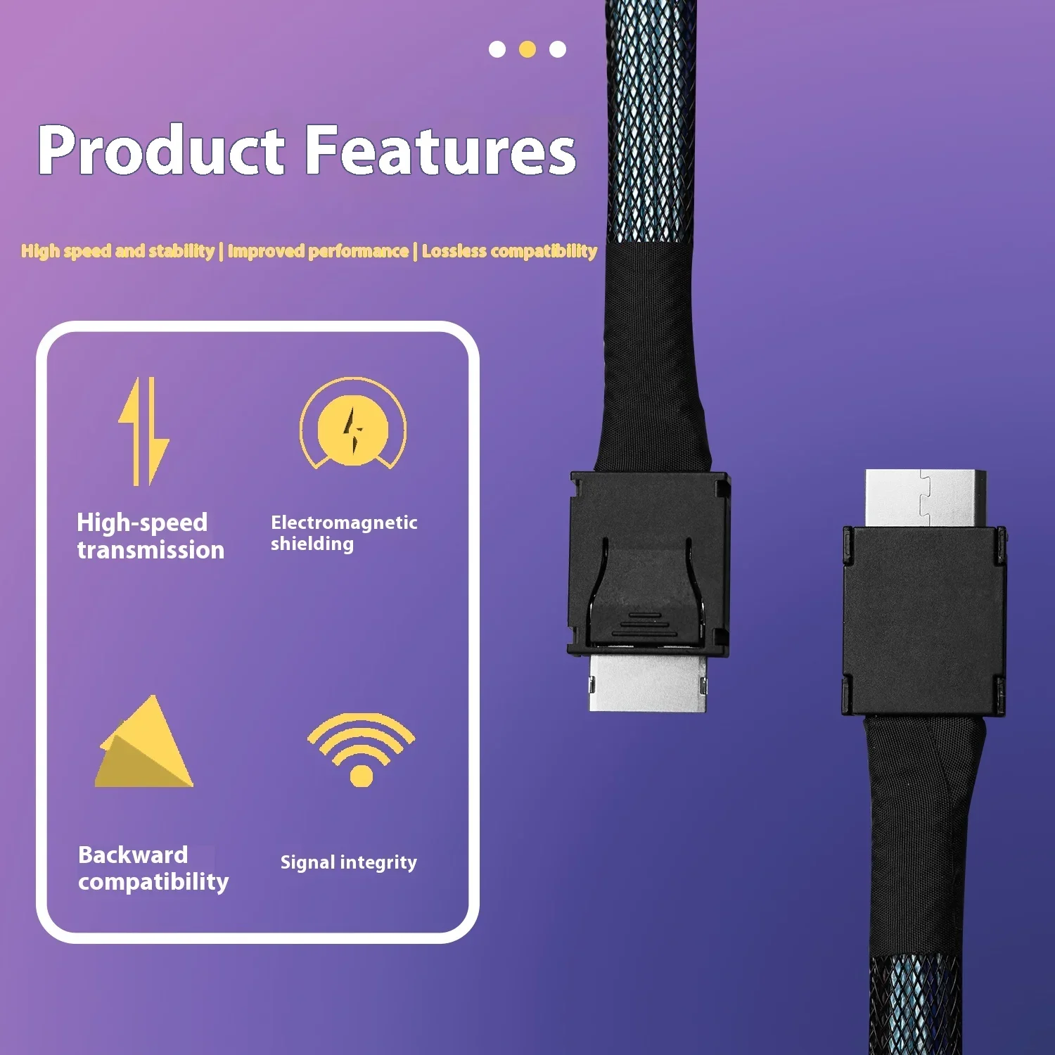 PCIE 4.0 X4 Oculink 4i / 4X Cable SFF-8611 to SFF 8611 Braided Soft Extension GEN4 64Gbps GPU SSD Silver Plated Wire 0.1m- 1m
