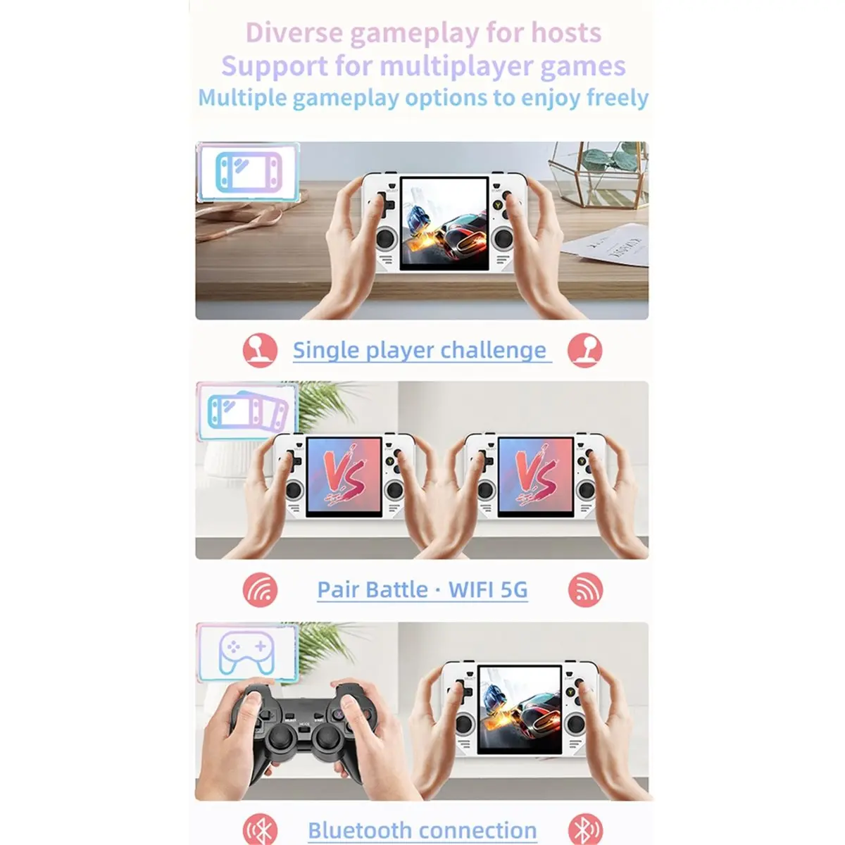 Punctual- RGB30 Retro Handheld Game Console 4 Inch IPS Screen Built-in WIFI Open-Source Game Pad Support Multiple Emulator Black
