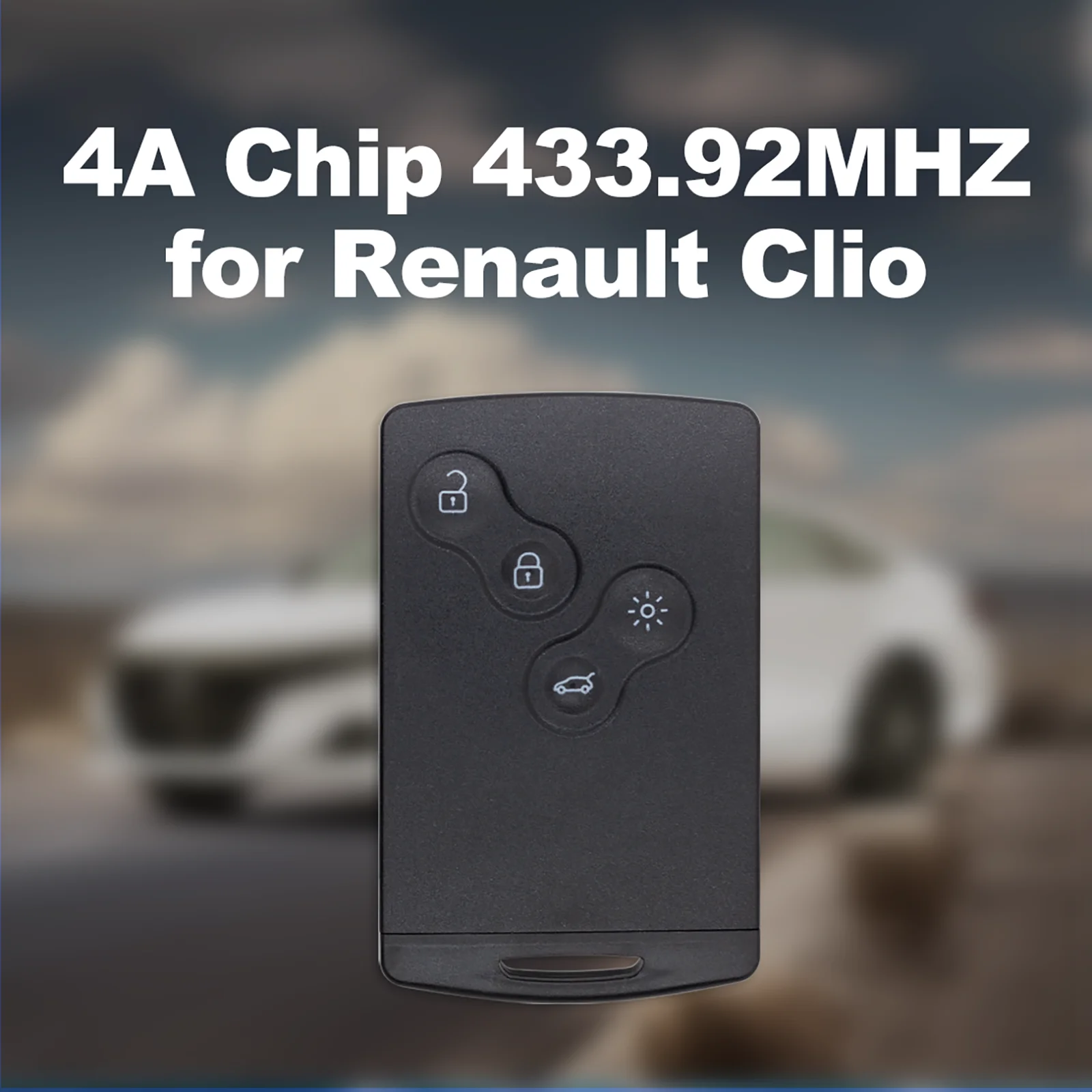 

4 кнопки Keyless Go Smart Remote Car Key 4A Chip 433 МГц для Renault Clio, сменные аксессуары для автомобильных ключей