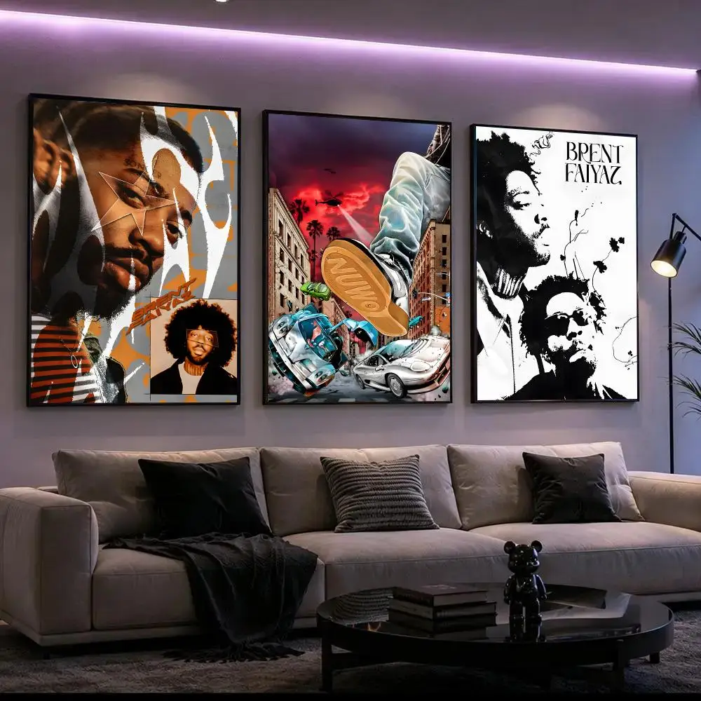 Brent Faiyaz Poster HD Waterproof Self-Adhesive Wall Art – Multi-Scene Use, Top Gift Pick
