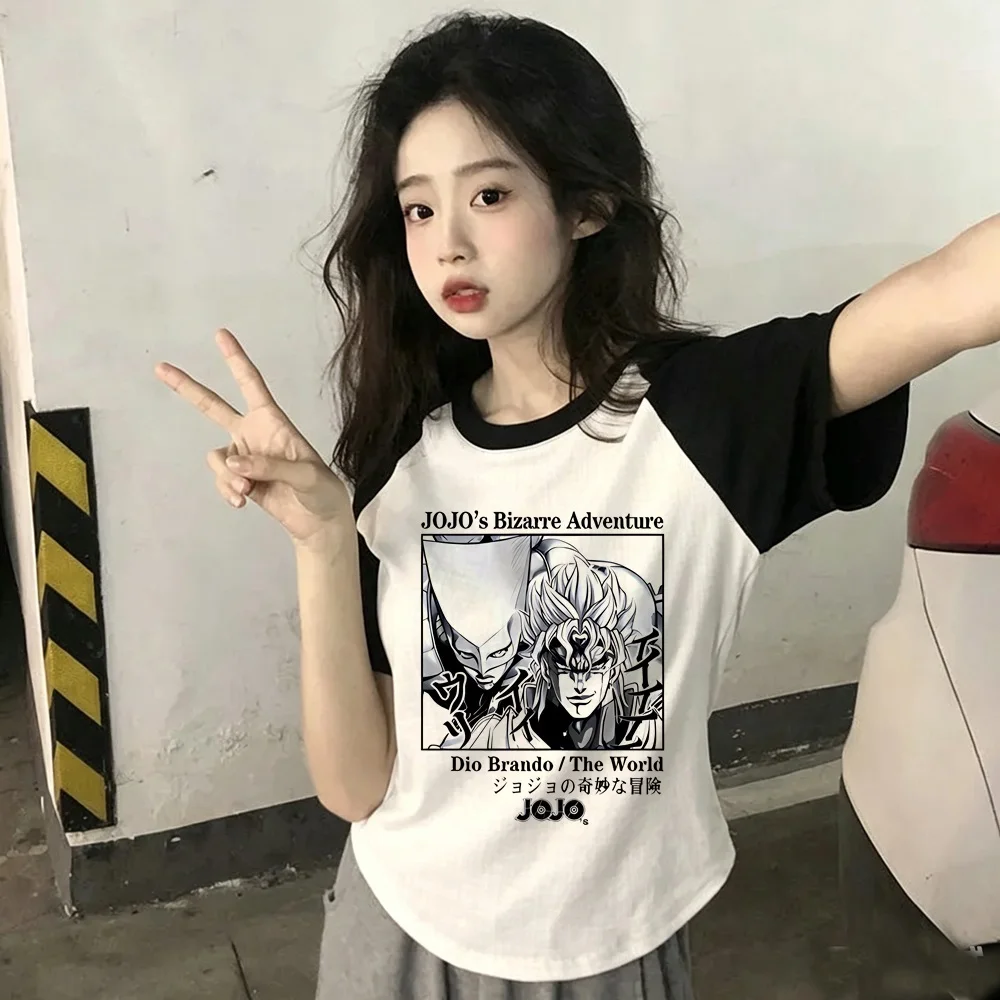 Jojo Bizarre Adventure top tees female Retro korean fashion 80s gothic party t-shirt anime japan Retro korean fashion y2k