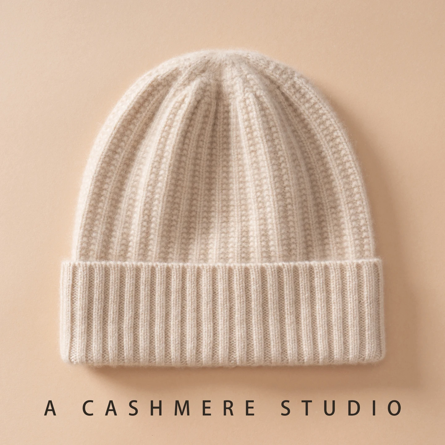 100% Pure Cashmere Beanie Hat Unisex Winter Hats Ribbed Thicken Knitted Hat For Women&men Outdoor Windproof Casual Soft Warm Cap