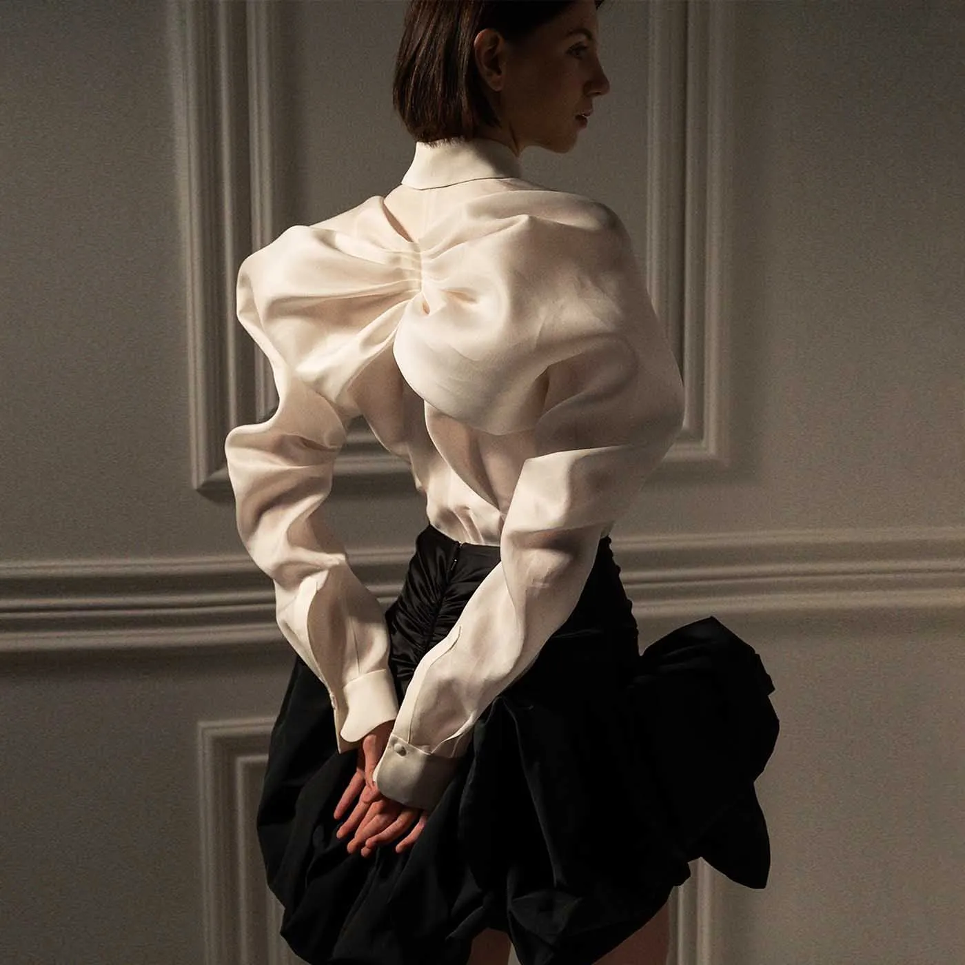 

Cute Ruffle Mini Skirt High Waist Pleated Satin Black Short Skirt Women Prom Wear Zipper Waist Unique Party Night Skirt