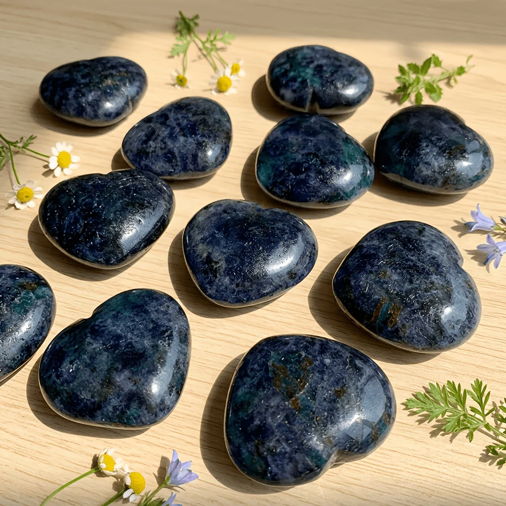 Natural Iolite Artificial Crystal Palm Stone - Natural Cut Stone Suitable for, Desk Decoration, Making & Gifts