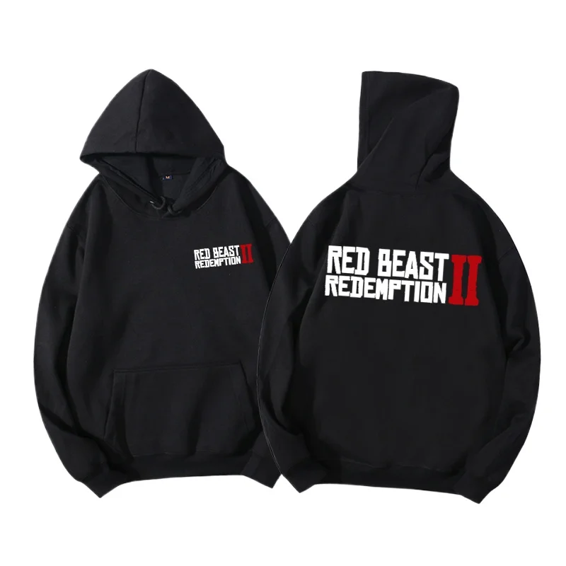 Casual Unisex Long Sleeve Hoodie With Loose Fit Red Dead Redemption Print Comfortable And Trendy Sweatshirt For Everyday Style