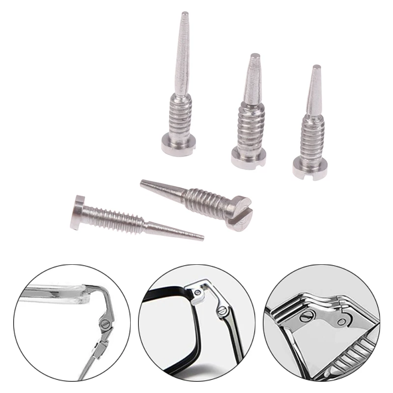100Pcs Glasses Spring Hinge Screws Optical Eyewear Accessories Pointed End Self Aligning Screw Repair Supplies